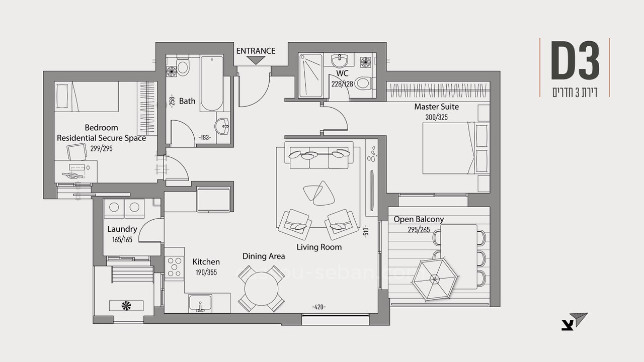 Apartamento 4 cômodos Jerusalém Holyland 144-IBL-578