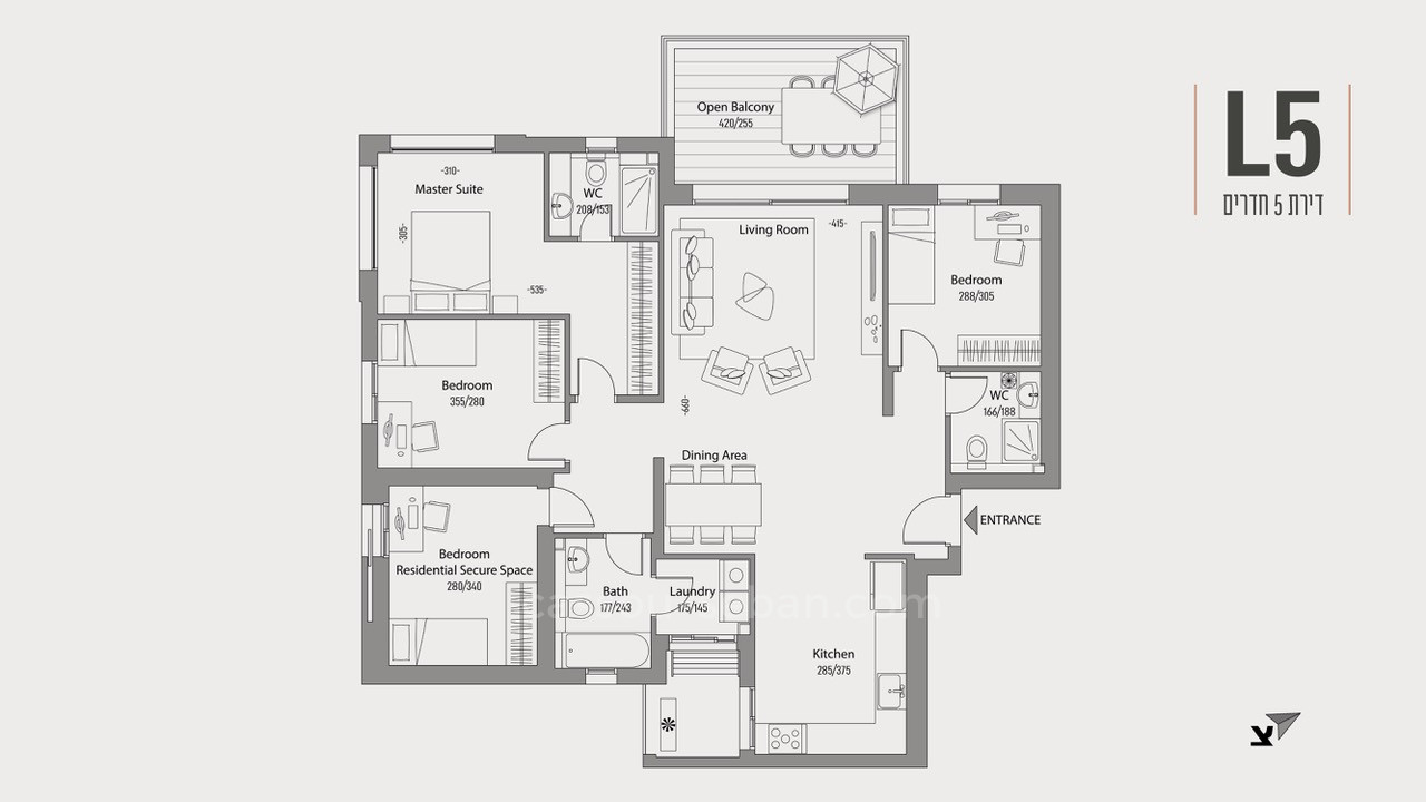 Apartamento 4 cômodos Jerusalém Holyland 144-IBL-578