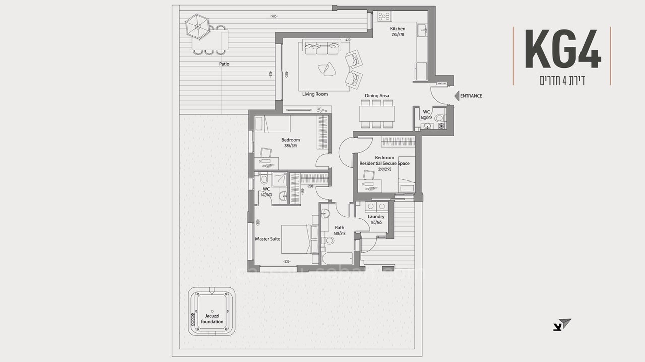 Apartamento 4 cômodos Jerusalém Holyland 144-IBL-578