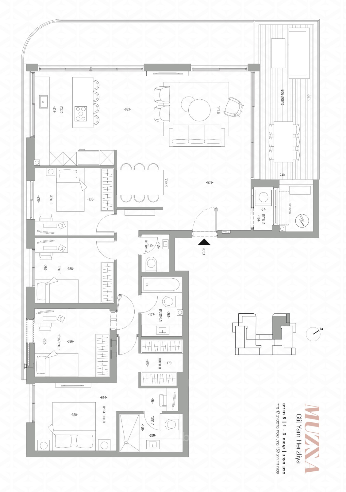 Apartamento 5 cômodos Herzliya Galil Yam 144-IBL-666