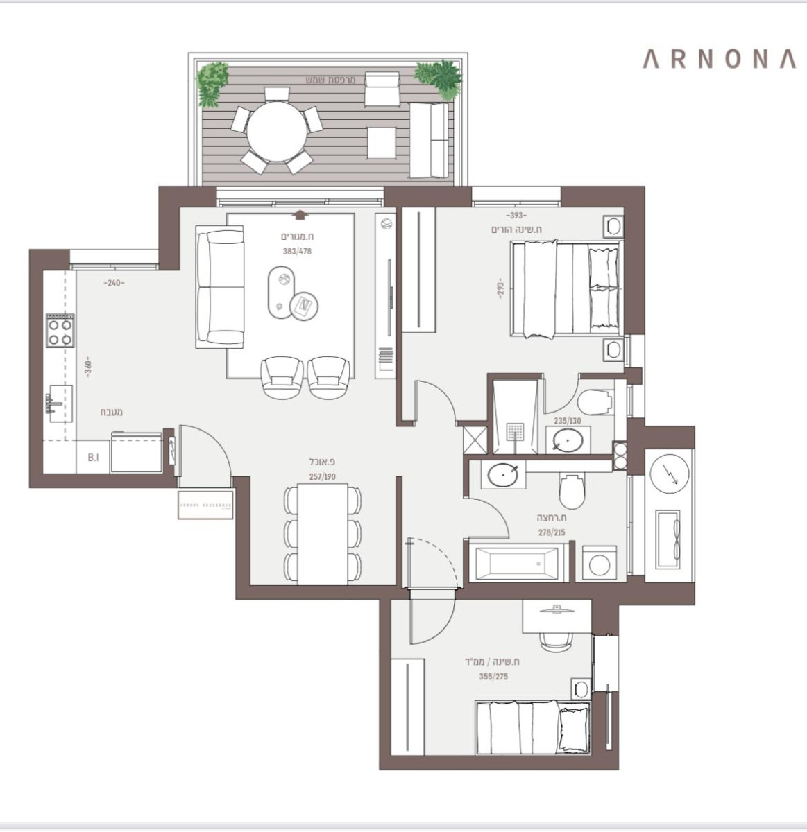 Apartamento 3 cômodos Jerusalém Arnona 144-IBL-680