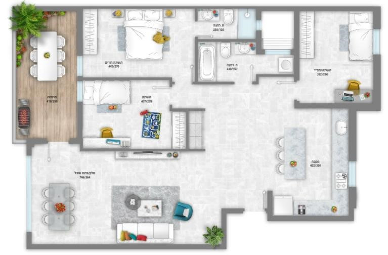 Apartamento 4 cômodos Ashdod Alef 15-IBL-2947