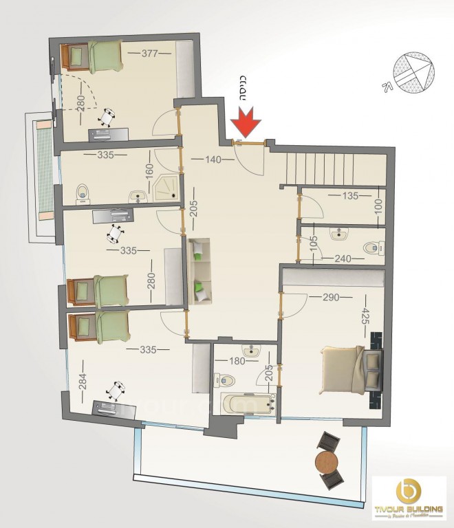 Cobertura 5 cômodos Tel Aviv Região marítima 210-IBL-1926