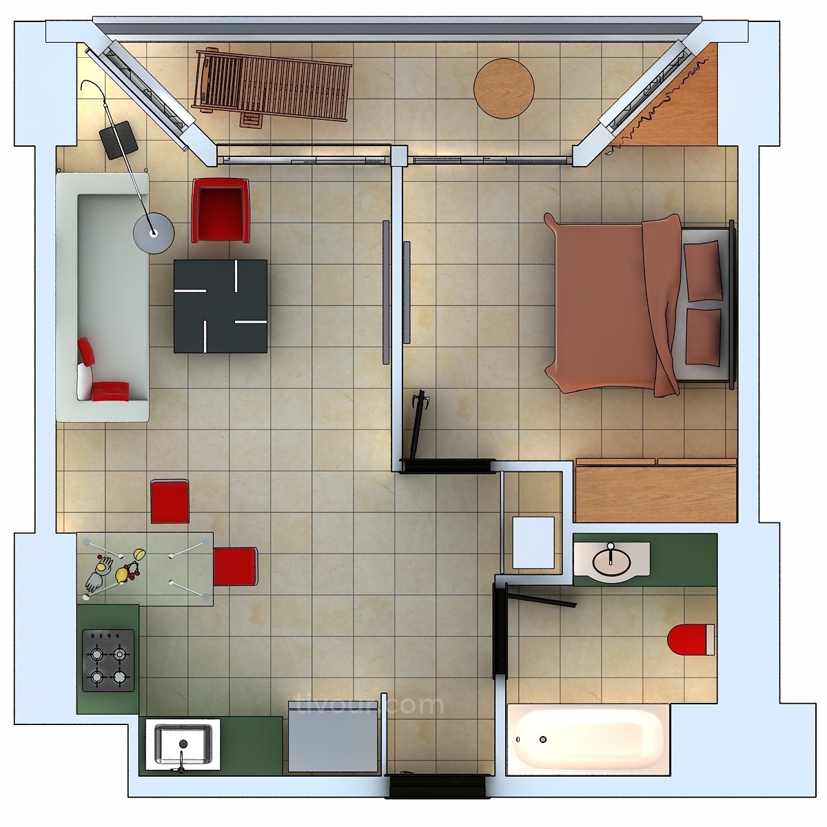 Apartamento 2 cômodos Ashdod À beira-mar 210-IBL-1965