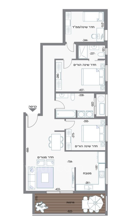 Apartamento 3 cômodos Bat yam Bat yam 210-IBL-2116