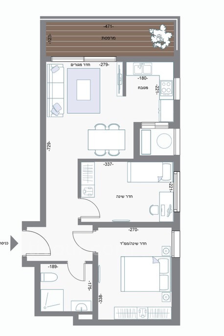 Apartamento garden 3 cômodos Bat yam Bat yam 210-IBL-2118