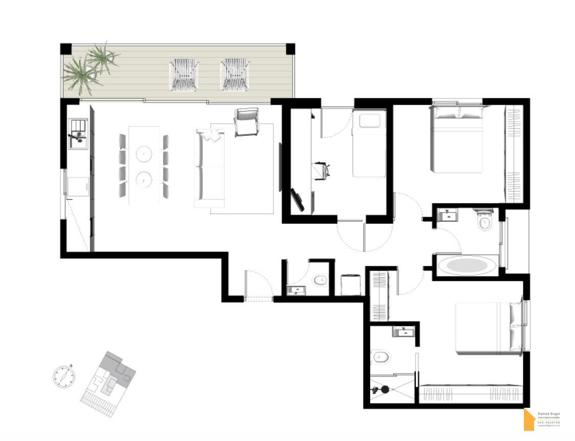 Apartamento 4 cômodos Tel Aviv Centro da cidade 232-IBL-3837