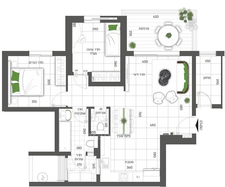 Apartamento 4 cômodos Netivot Neve sharon 233-IBL-1205