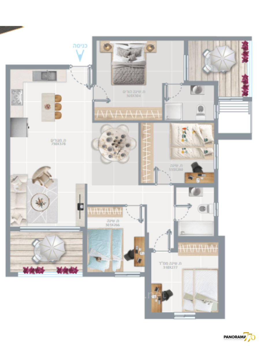 Apartamento 4 cômodos Ashdod He 233-IBL-1499