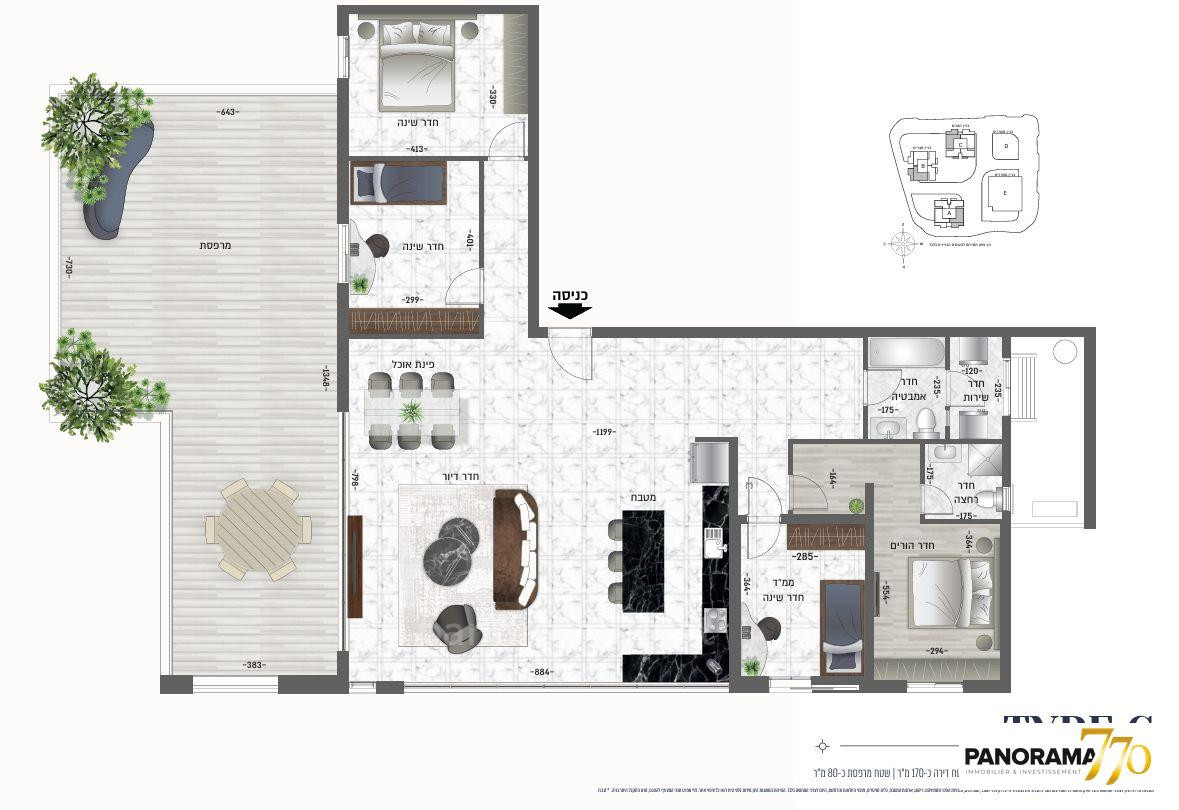 Apartamento 3 cômodos Netivot Maarav 233-IBL-1515