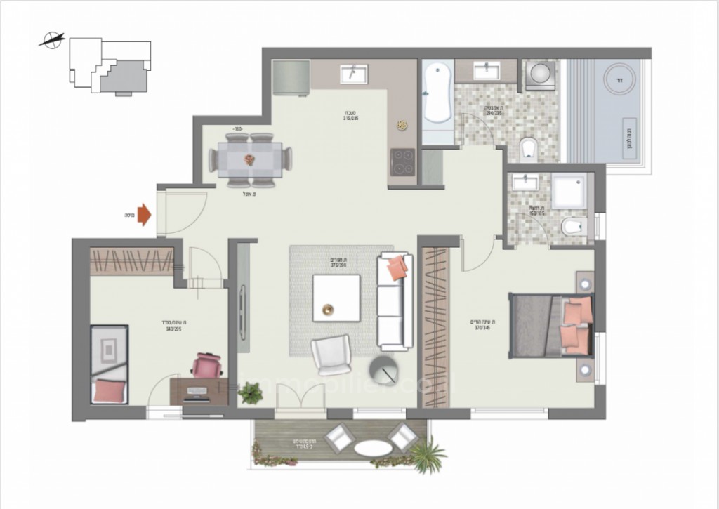 Apartamento 3 cômodos Tel Aviv Rothshild 291-IBL-744