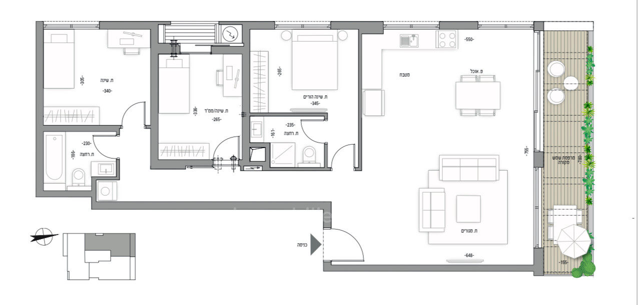 Apartamento 4 cômodos Tel Aviv Centro da cidade 291-IBL-778