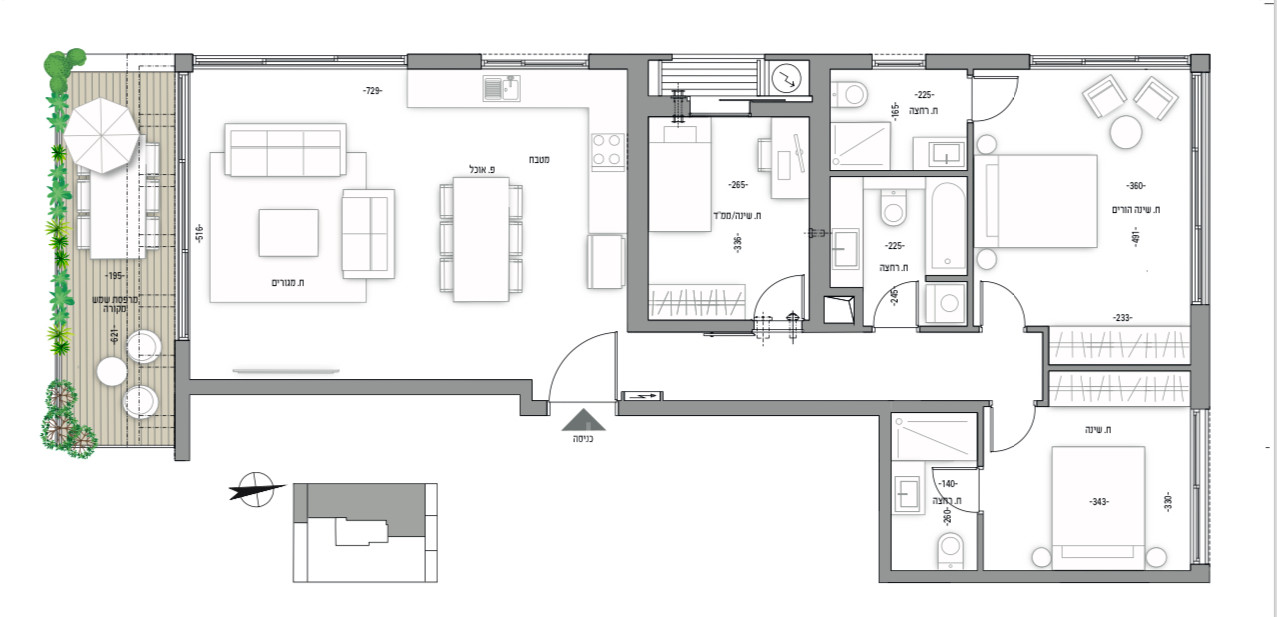 Apartamento 4 cômodos Tel Aviv Centro da cidade 291-IBL-780