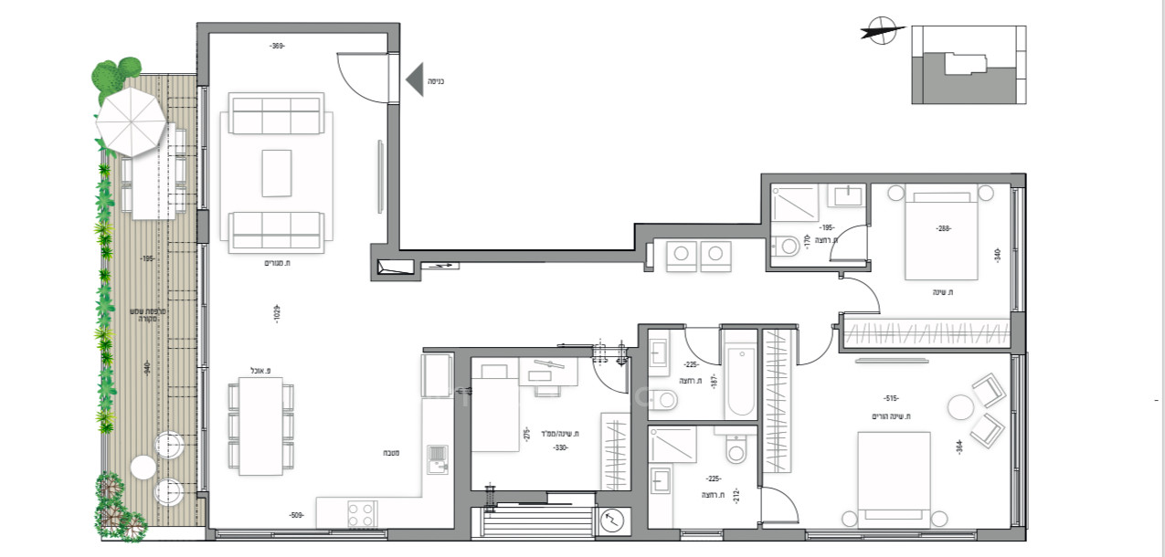 Apartamento 4 cômodos Tel Aviv Centro da cidade 291-IBL-781