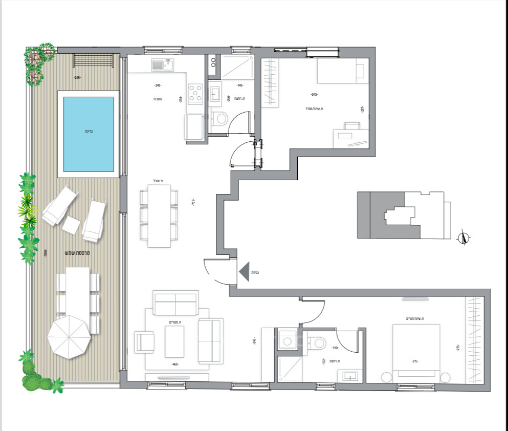 Cobertura 3 cômodos Tel Aviv Centro da cidade 291-IBL-805