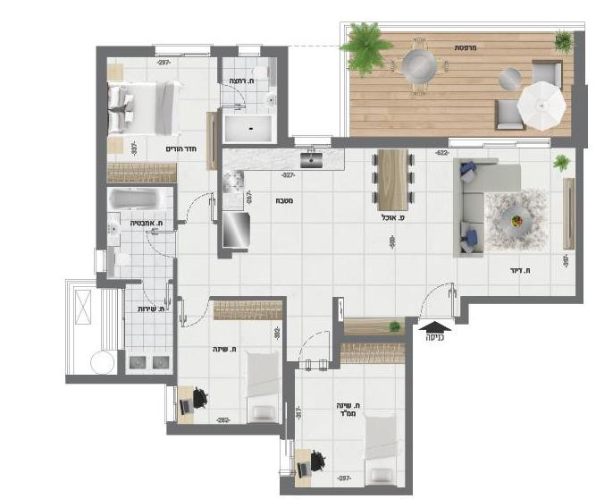 Apartamento 4 cômodos Netivot Ramot Yoram 342-IBL-1641