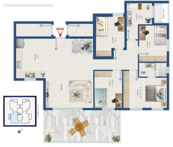 Apartamento 5 cômodos Ashdod Marina 342-IBL-1683