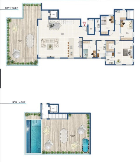 Apartamento 5 cômodos Ashdod Marina 342-IBL-1683