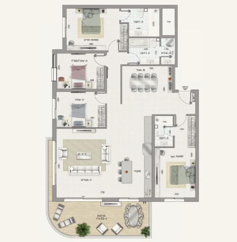 Apartamento 3 cômodos Ashdod Alef 342-IBL-1821