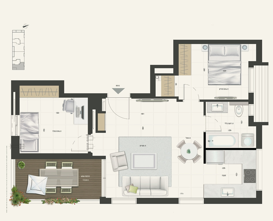 Apartamento 3 cômodos Givataim Harlozorov 342-IBL-6240