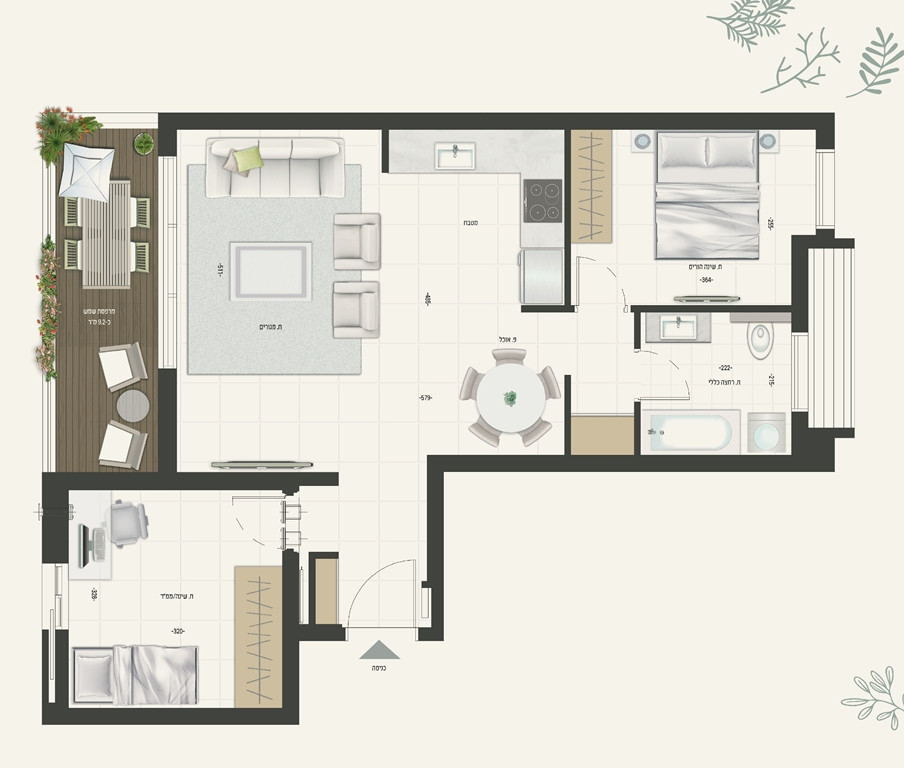 Apartamento 3 cômodos Givataim Harlozorov 342-IBL-6240