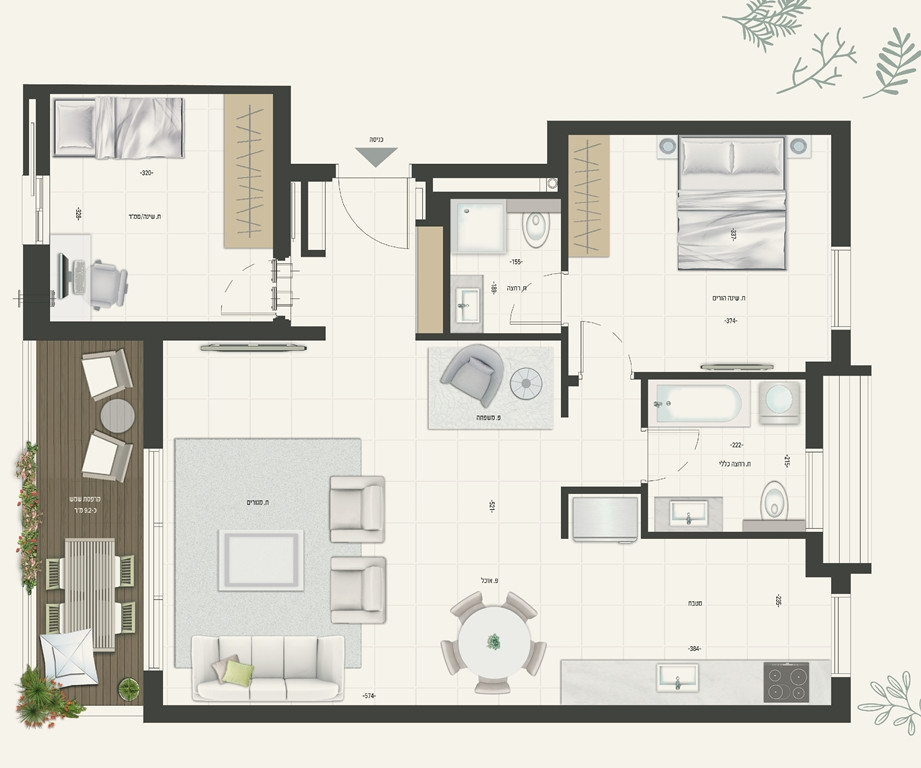 Apartamento 3 cômodos Givataim Harlozorov 342-IBL-6240
