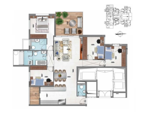 Apartamento 4 cômodos Netanya Centro da cidade 342-IBL-6357