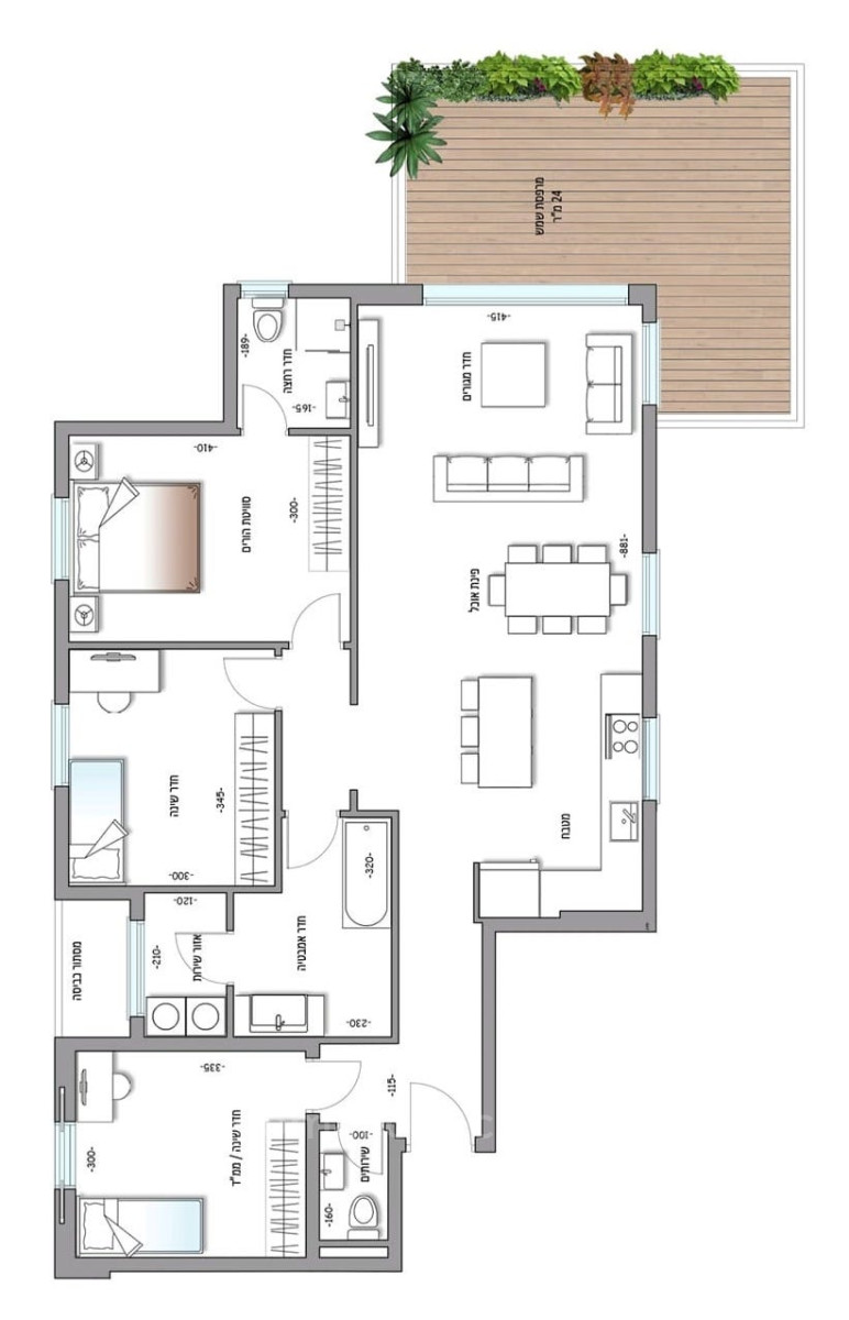 Apartamento 4 cômodos Netanya Centro da cidade 342-IBL-6559