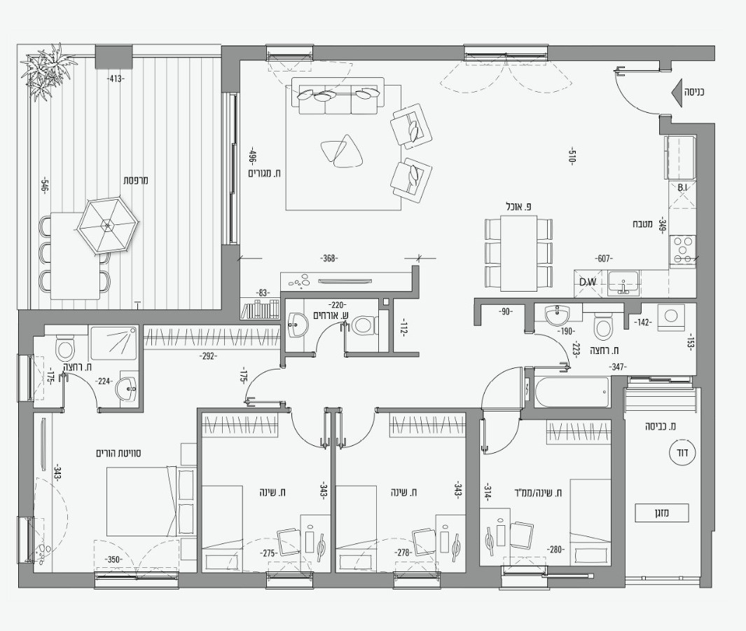Apartamento 3 cômodos Netanya Mar 342-IBL-6563