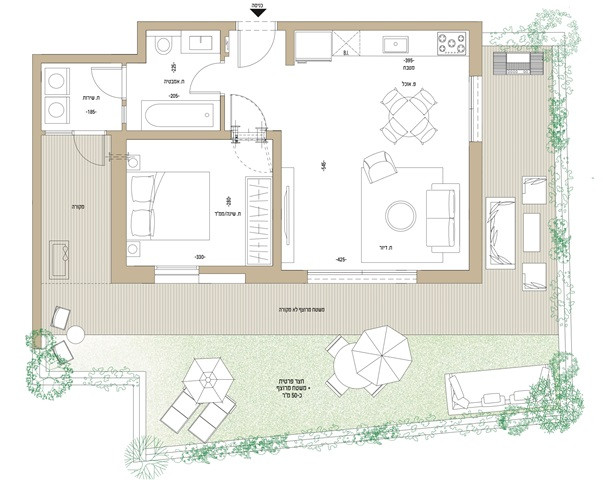Apartamento 2 cômodos Jerusalém Arnona 342-IBL-6773