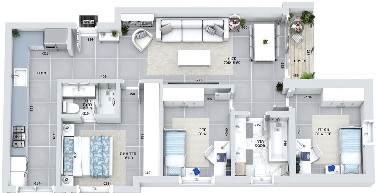 Apartamento 3 cômodos Bat yam Bat yam 342-IBL-6858