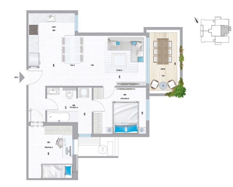 Apartamento 3 cômodos Bat yam Bat yam 342-IBL-6861