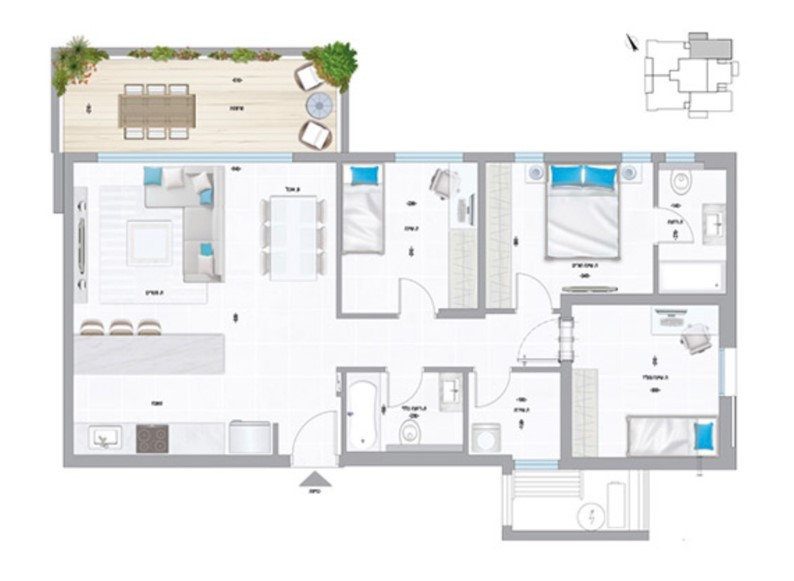 Apartamento 3 cômodos Bat yam Bat yam 342-IBL-6861