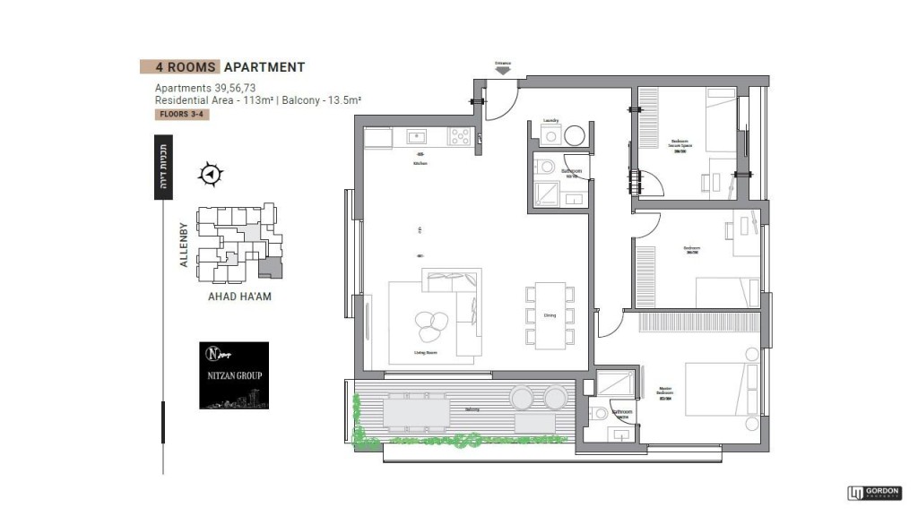 Apartamento 4 cômodos Tel Aviv Lev Tel-Aviv 357-IBL-1392