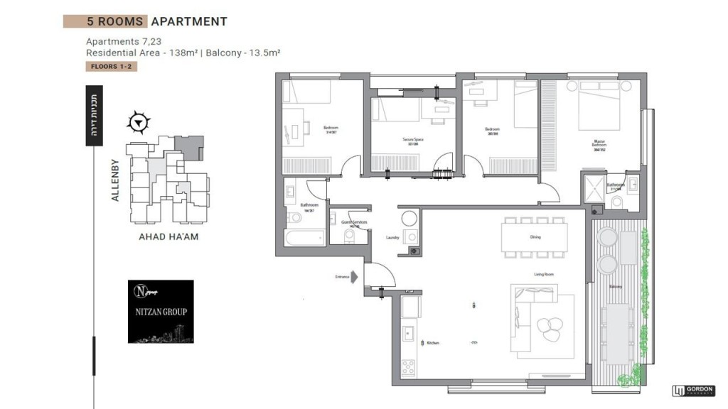 Apartamento 5 cômodos Tel Aviv Lev Tel-Aviv 357-IBL-1393