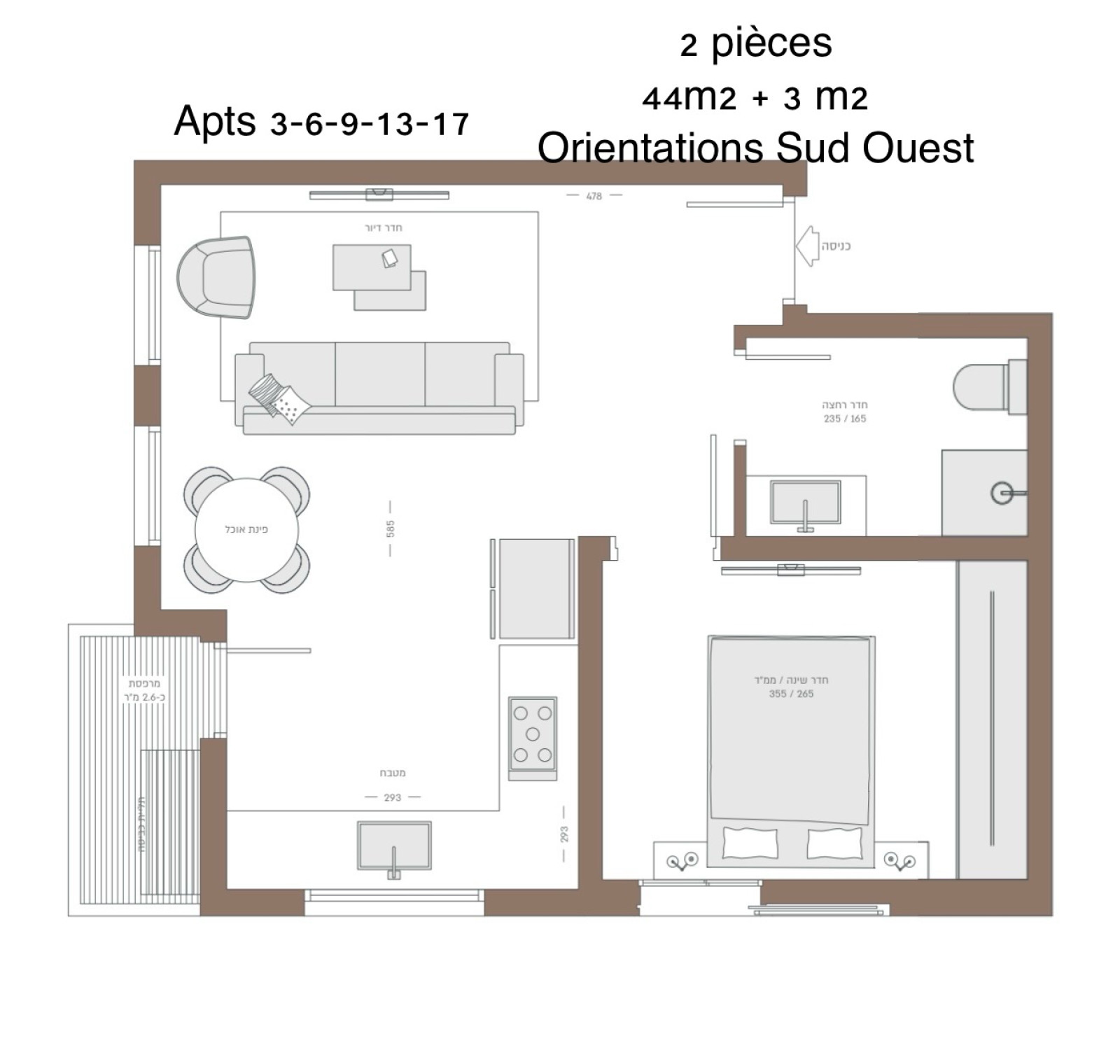 Apartamento 3 cômodos Tel Aviv Florentine 357-IBL-1541