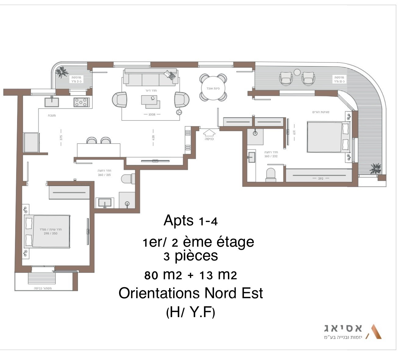 Apartamento 3 cômodos Tel Aviv Florentine 357-IBL-1544