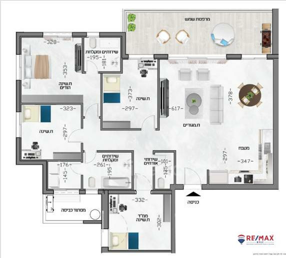 Apartamento 5 cômodos Hadera Centro da cidade 379-IBL-316