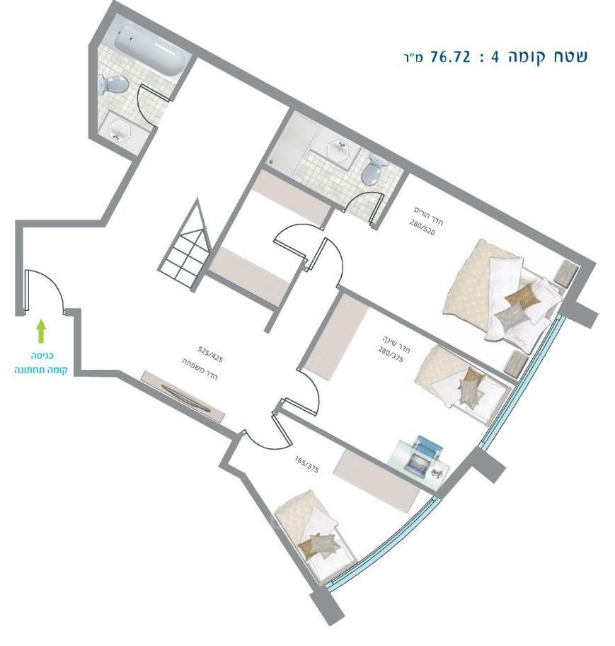 Duplex 4 cômodos Tel Aviv Centro da cidade 457-IBL-1138