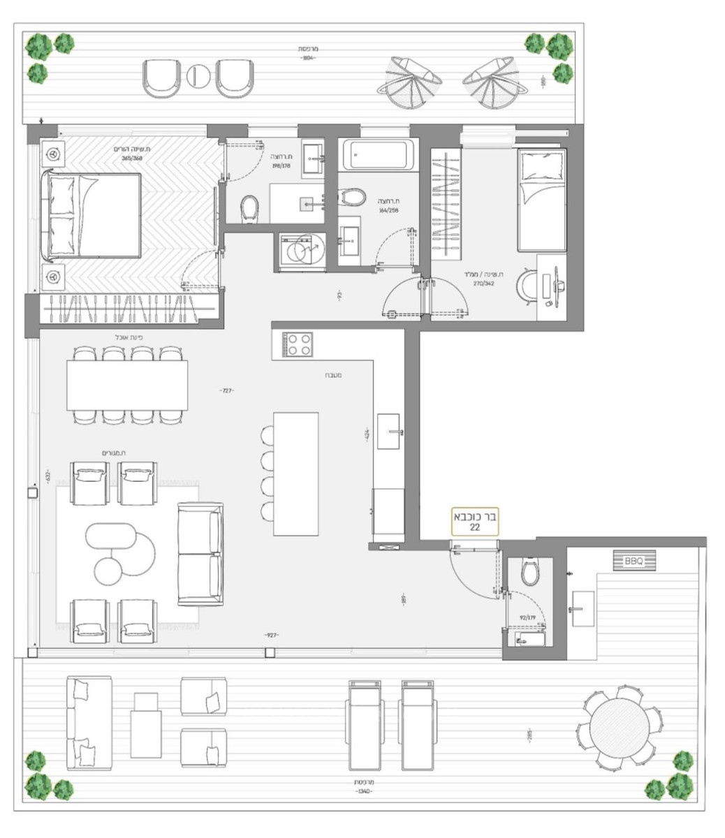 Cobertura 3 cômodos Tel Aviv Centro da cidade 457-IBL-1446