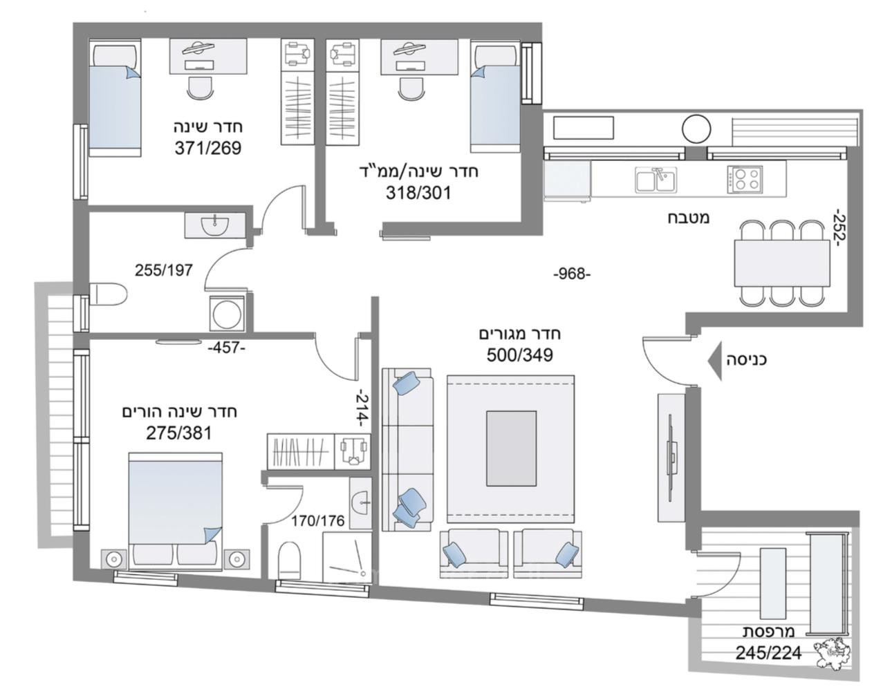 Apartamento 4 cômodos Tel Aviv Centro da cidade 457-IBL-1513