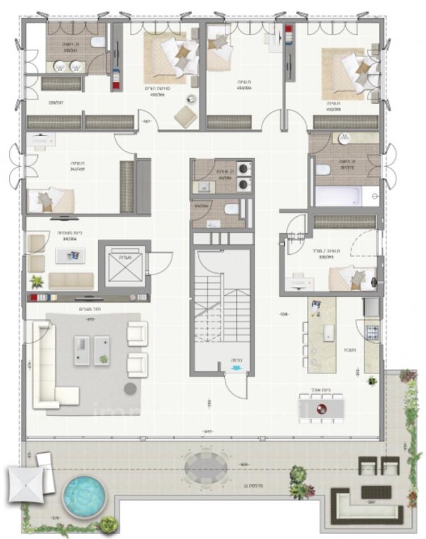 Cobertura 6 cômodos Tel Aviv Primeira linha de mar 457-IBL-547