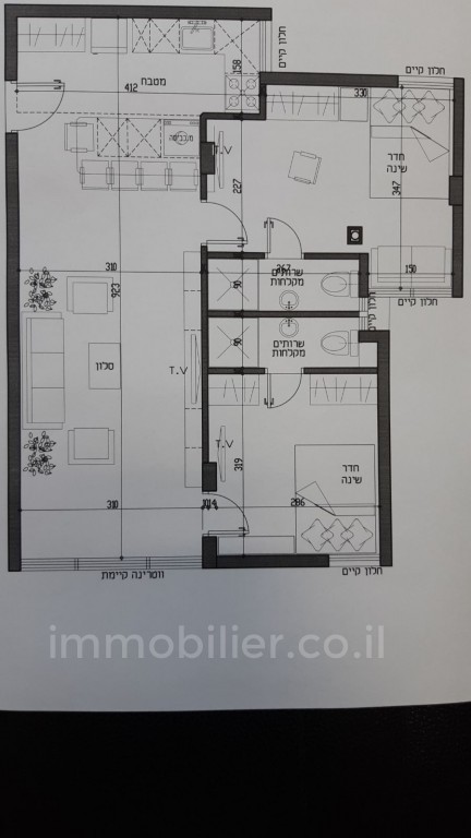 Apartamento 3 cômodos Bat yam Bat yam 473-IBL-110