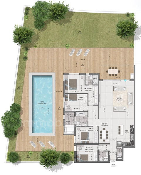 Apartamento 4 cômodos Ashdod Marina 511-IBL-1432
