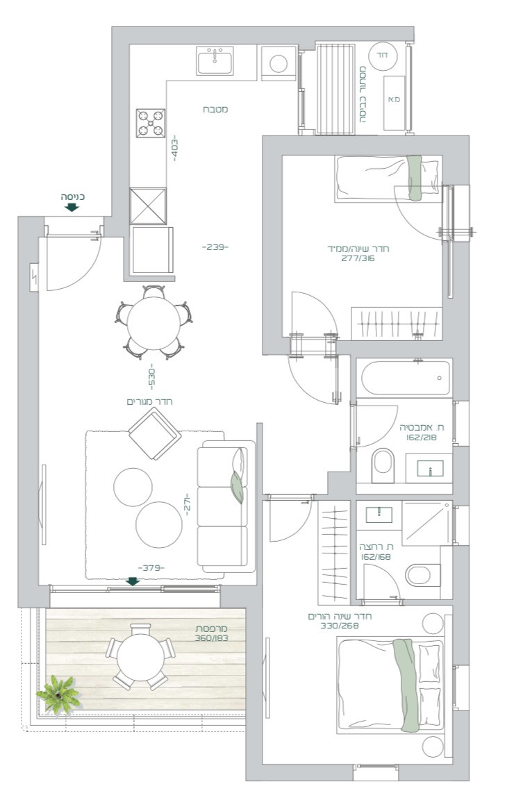 Apartamento 3 cômodos Bat yam Bat yam 511-IBL-1644