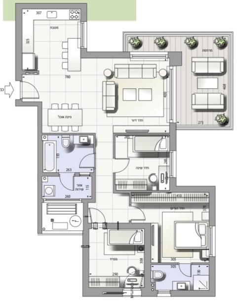 Apartamento 4 cômodos Beer Sheva Outros 511-IBL-1694