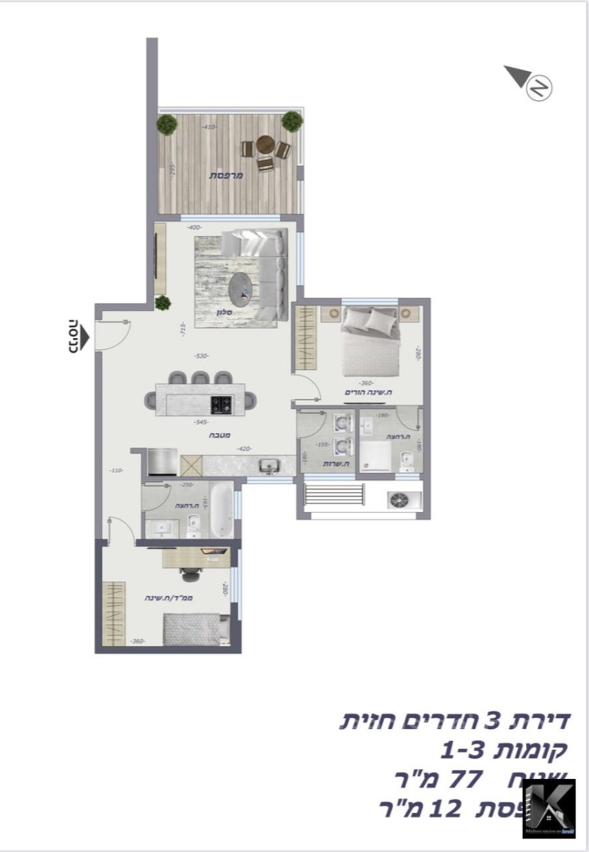 Apartamento 5 cômodos Netanya Ramat Poleg 513-IBL-133