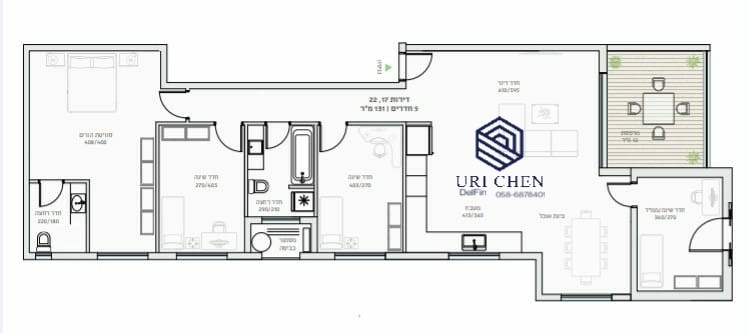 Apartamento 5 cômodos Raanana Próximo de Ariel 514-IBL-4