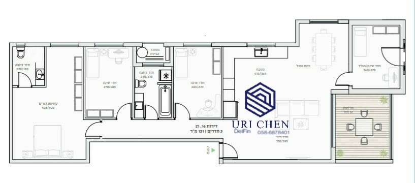 Apartamento 5 cômodos Raanana Próximo de Ariel 514-IBL-5