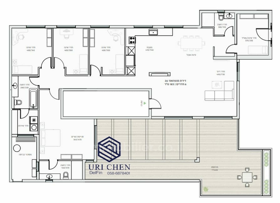 Cobertura 6 cômodos Raanana Próximo de Ariel 514-IBL-7